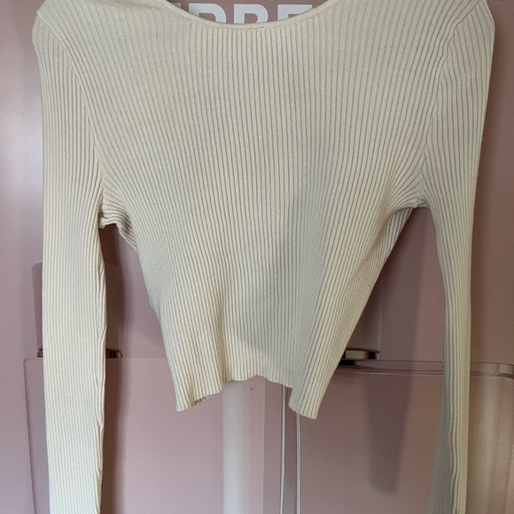 Cream Ribbed Knit Top - Picture 2 of 3